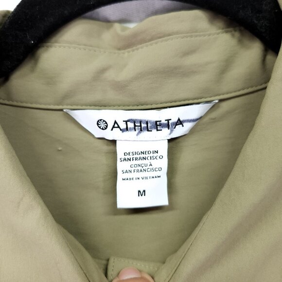 Athleta Midday Relaxed Poplin Performance Button Up Shirt Women's Medium Green - Picture 6 of 16